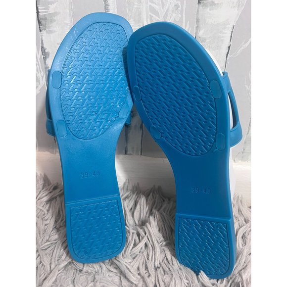 Turquoise Wide Strap Flat Womens Sandals Size 7/8 NEW - Picture 3 of 4